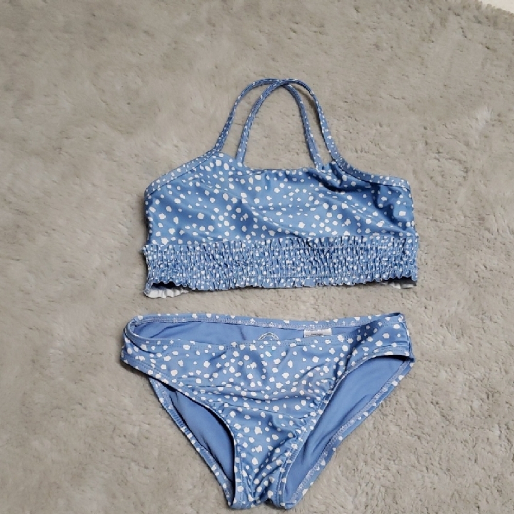 M 7-8 Blue Polka Dot Swim Set